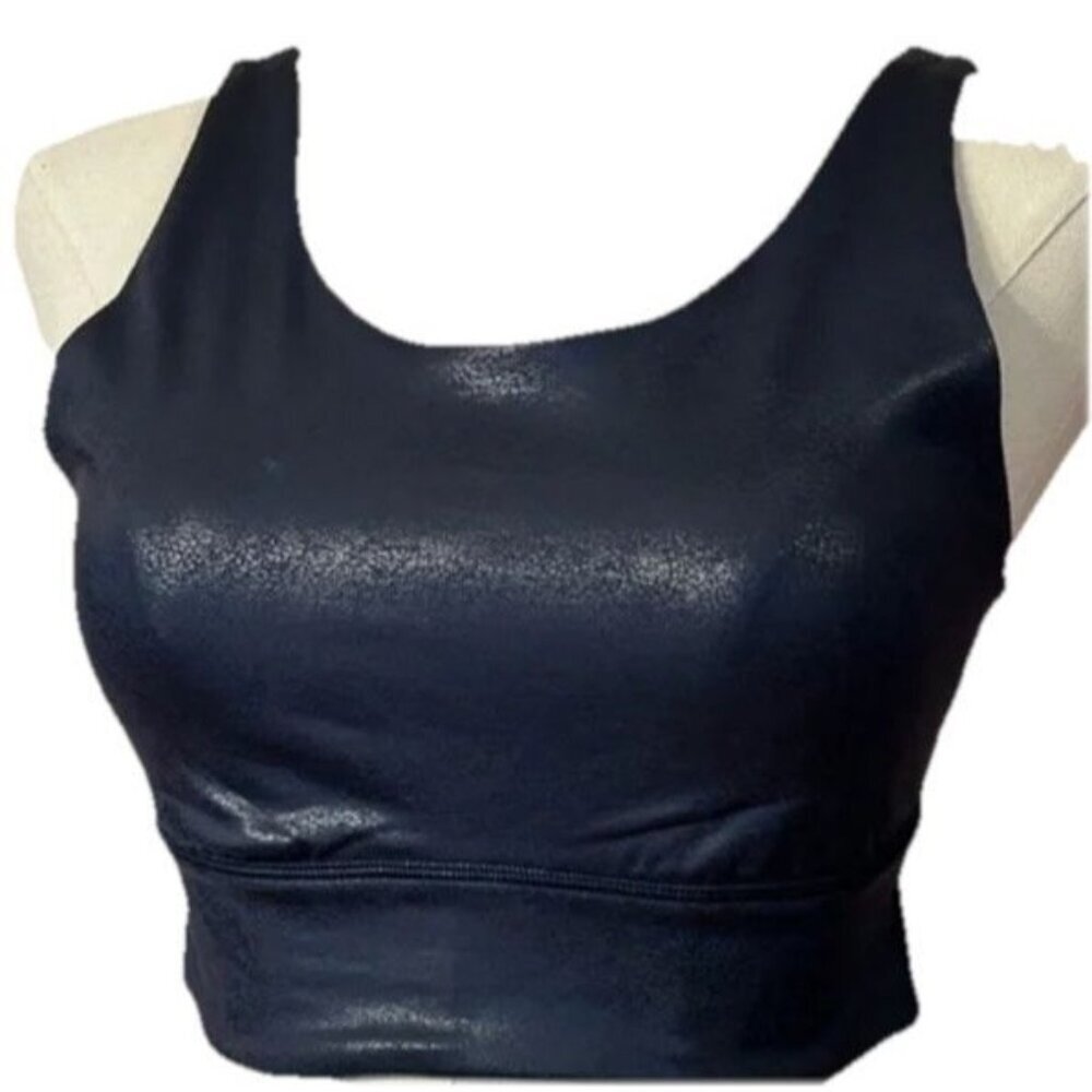 OFFLINE BY AERIE The Hugger Navy Blue CRACKLE SPORTS BRA Size Small S Yoga Sport